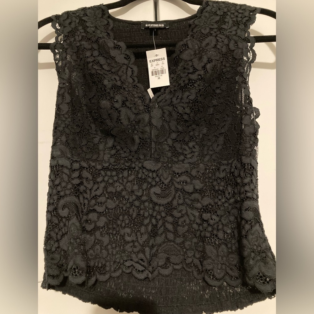 Express Black Lace Elegant Tank XS